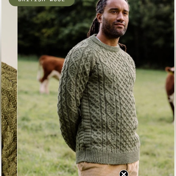 Peregrine Hudson Aran British wool cable knit sweater size XL made in England - Picture 2 of 9